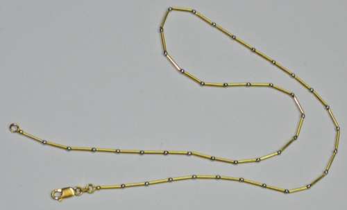 Vintage 9ct White and Yellow Gold Beaded Necklace Stamped 375 Italy NWJ (4 grams)