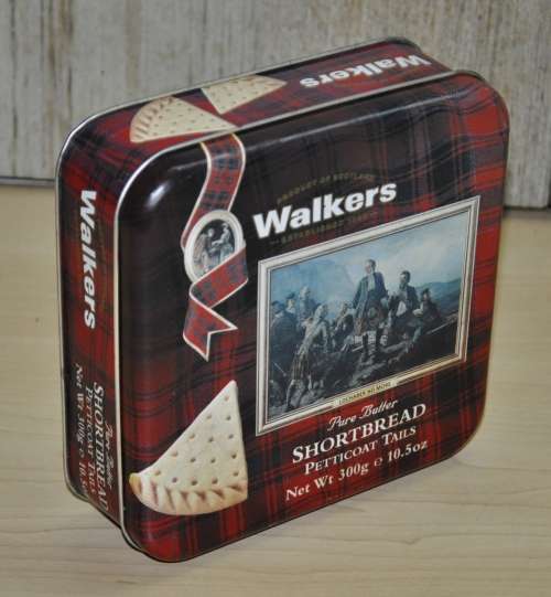Contemporary, Collectible Walkers Pure Butter Shortbread Petticoat Tails Tin made in Scotland