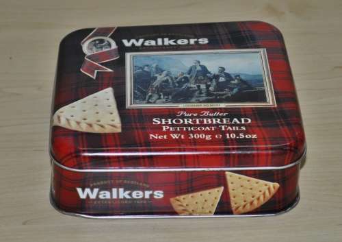 Contemporary, Collectible Walkers Pure Butter Shortbread Petticoat Tails Tin made in Scotland