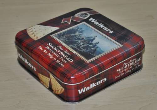 Contemporary, Collectible Walkers Pure Butter Shortbread Petticoat Tails Tin made in Scotland