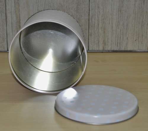 Vintage Pink General Storage Tin with White Polka Dots