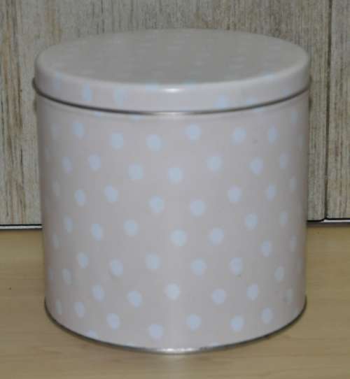 Vintage Pink General Storage Tin with White Polka Dots