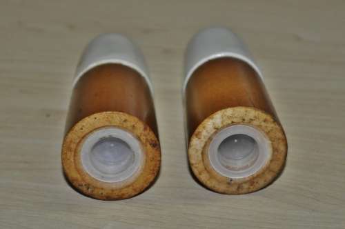 Retro Wood and Hand Painted Ceramic Top Salt and Pepper Shakers c1970