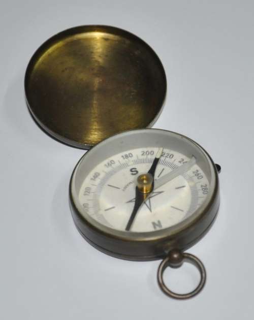 Vintage Brass Fob Compass with Sliding Lock made in West Germany c1950