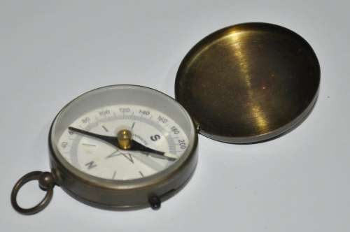 Vintage Brass Fob Compass with Sliding Lock made in West Germany c1950