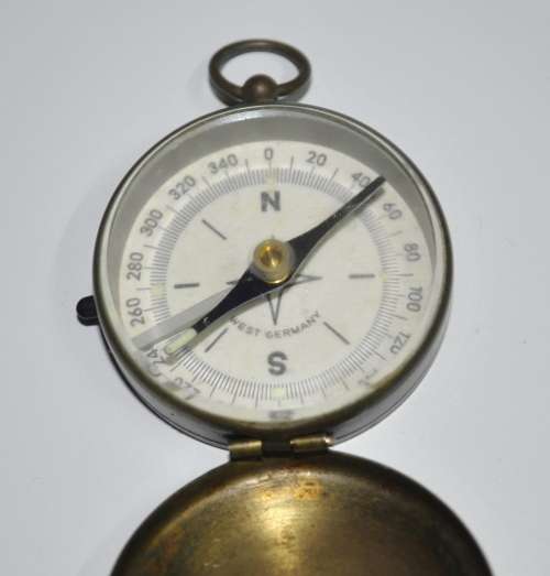 Vintage Brass Fob Compass with Sliding Lock made in West Germany c1950