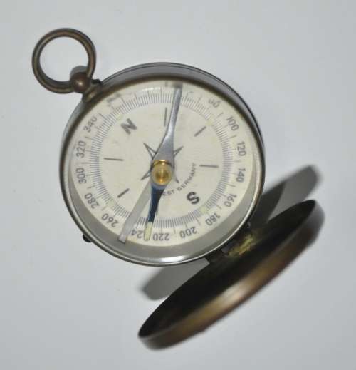 Vintage Brass Fob Compass with Sliding Lock made in West Germany c1950