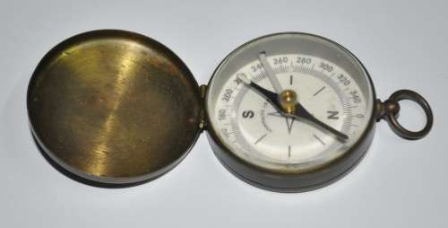 Vintage Brass Fob Compass with Sliding Lock made in West Germany c1950