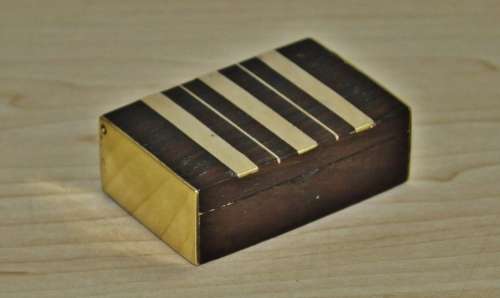 Traditional Small Vintage Shisham/Sheesham Wooden Brass Inlaid Box Made in India
