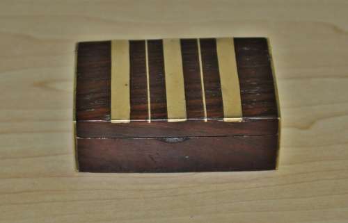 Traditional Small Vintage Shisham/Sheesham Wooden Brass Inlaid Box Made in India