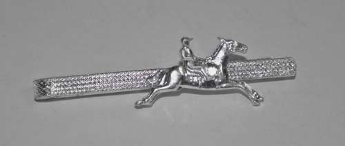 Vintage Silver Tone Horse Racing Tie Bar