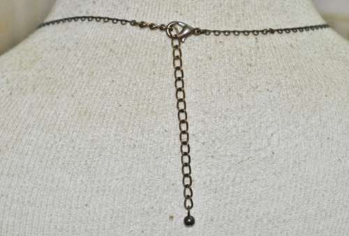Vintage Antique Brass Tone, Red and Pink Crystal Festoon Style Necklace With Enamel Flowers