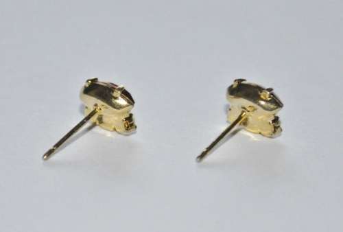 Vintage Gold Tone, Ruby Red and Clear Rhinestone Stud Earrings