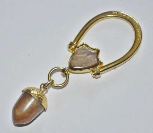 Vintage Gold Tone Lord Patent Acorn Key Ring Made in Italy c1940