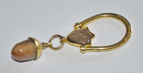 Vintage Gold Tone Lord Patent Acorn Key Ring Made in Italy c1940