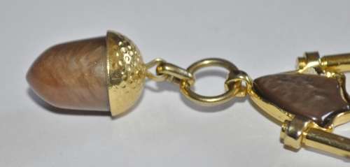Vintage Gold Tone Lord Patent Acorn Key Ring Made in Italy c1940