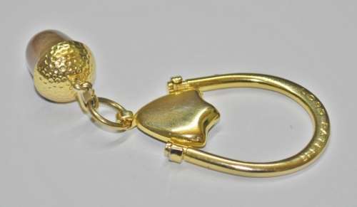 Vintage Gold Tone Lord Patent Acorn Key Ring Made in Italy c1940