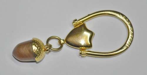 Vintage Gold Tone Lord Patent Acorn Key Ring Made in Italy c1940