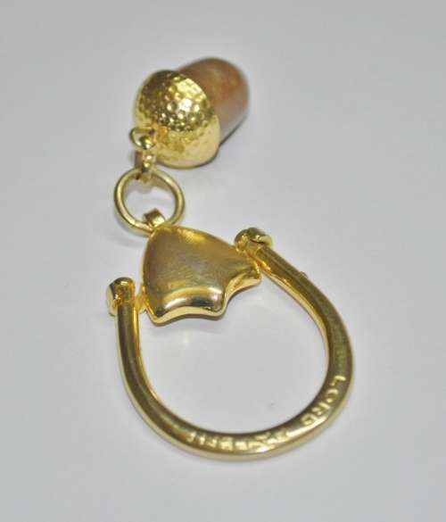 Vintage Gold Tone Lord Patent Acorn Key Ring Made in Italy c1940