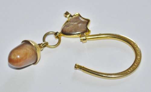 Vintage Gold Tone Lord Patent Acorn Key Ring Made in Italy c1940