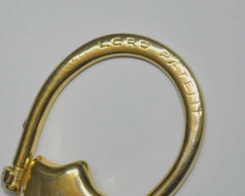 Vintage Gold Tone Lord Patent Acorn Key Ring Made in Italy c1940