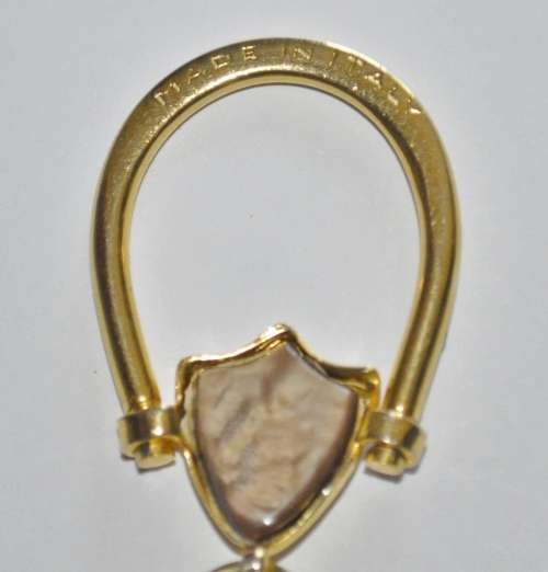 Vintage Gold Tone Lord Patent Acorn Key Ring Made in Italy c1940