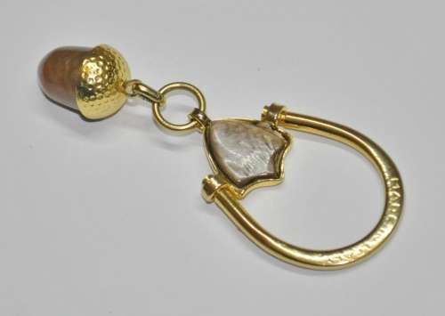 Vintage Gold Tone Lord Patent Acorn Key Ring Made in Italy c1940