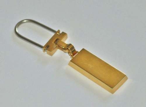Vintage South African Mint Co. Gold Plated Ingot (numbered ZA7442) Key Ring Key Chain