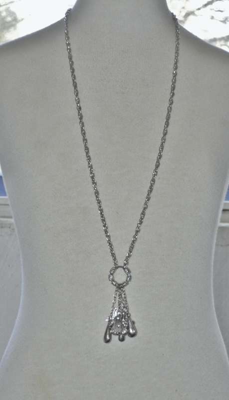 Vintage Silver Tone Dangling Charms Pendant, Necklace