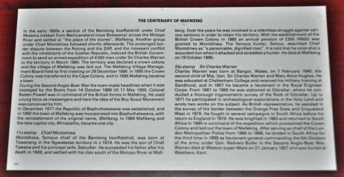 Mafikeng Centenary (1885-1985) First Day Cover
