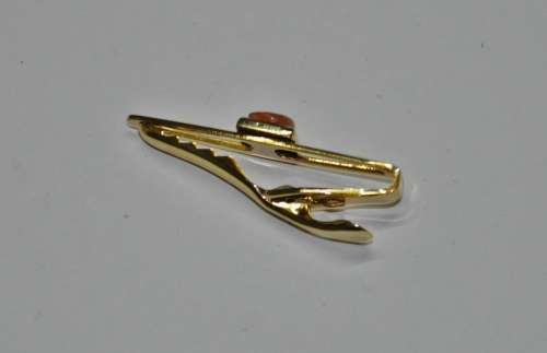 Vintage Gold Tone and Agate Nippy-Clip Tie Clip Made in England by Stratton in original box