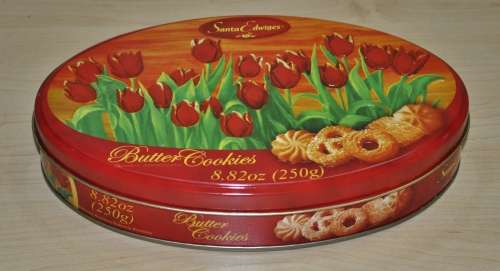Vintage, Collectible Embossed Santa Edwiges Butter Cookies Tin