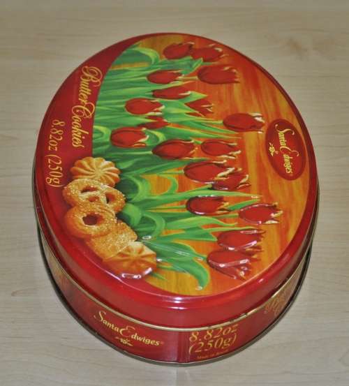 Vintage, Collectible Embossed Santa Edwiges Butter Cookies Tin