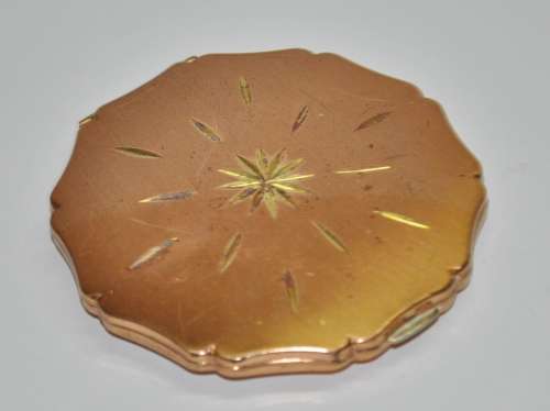 Vintage Gold and Copper Tone Stratton Powder Compact Made in England c1950