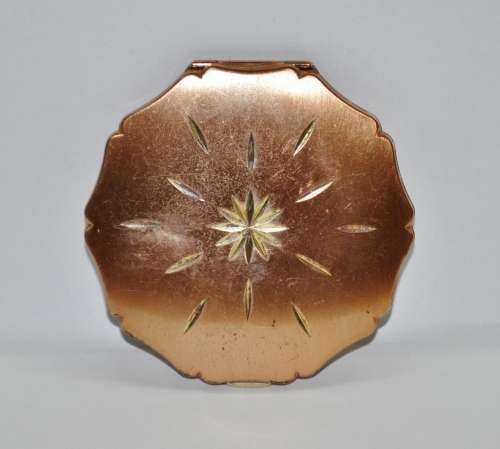 Vintage Gold and Copper Tone Stratton Powder Compact Made in England c1950