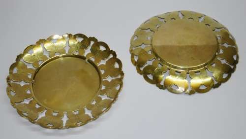 Pair of Vintage Art Nouveau Style Brass Butterfly Picture Frames c1960