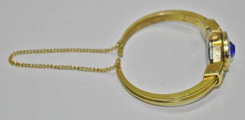 Vintage Swiss Made Cardinal 17 Jewel Gold Plated and Rhinestone Ladies Clamper Bracelet Watch