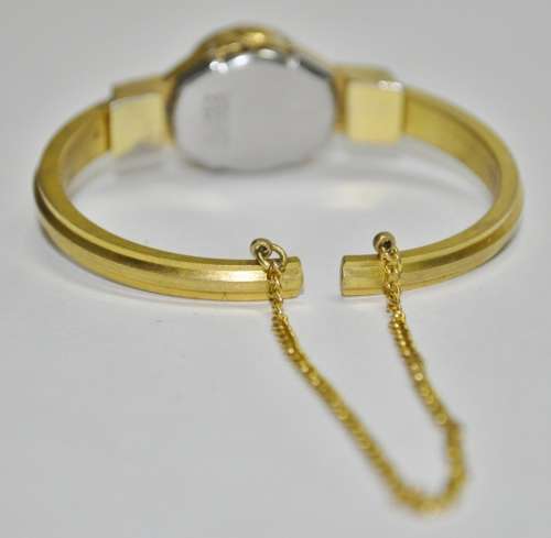 Vintage Swiss Made Cardinal 17 Jewel Gold Plated and Rhinestone Ladies Clamper Bracelet Watch