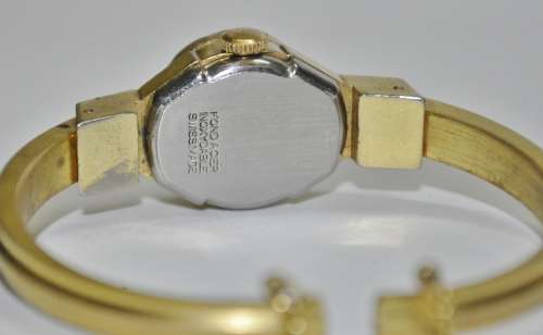 Vintage Swiss Made Cardinal 17 Jewel Gold Plated and Rhinestone Ladies Clamper Bracelet Watch