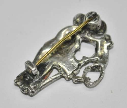 Vintage Silver Tone and Rhinestone Organ Grinder and Monkey Brooch Pin