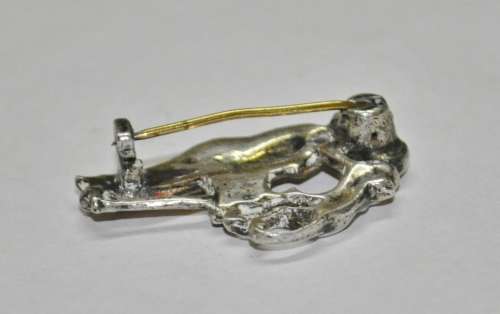 Vintage Silver Tone and Rhinestone Organ Grinder and Monkey Brooch Pin