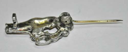 Vintage Silver Tone and Rhinestone Organ Grinder and Monkey Brooch Pin