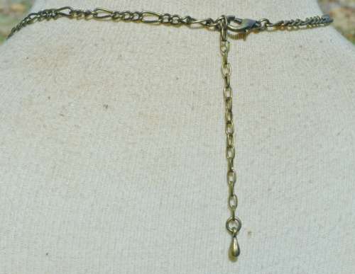 Vintage Handmade Antique Brass Tone, Golden Brown Enamel and Clear Rhinestone Statement Necklace