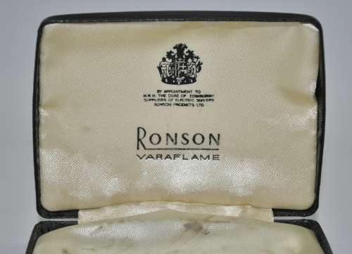 Vintage Ronson Varaflame Lighter with Original Box and Cleaning Brush - Made in England