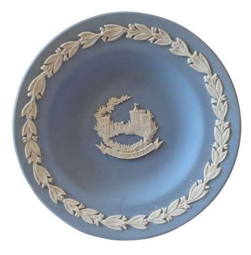 Small Vintage Blue Jasperware Plate - Windsor Castle by Wedgwood