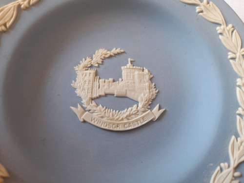 Small Vintage Blue Jasperware Plate - Windsor Castle by Wedgwood