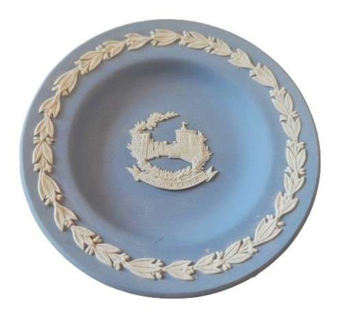 Small Vintage Blue Jasperware Plate - Windsor Castle by Wedgwood