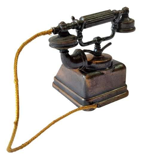 Vintage Miniature Diecast Copper Plated Telephone - Item number 5404 by Durham Industries c1970