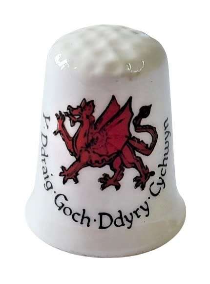 Collectible Vintage The Welsh Red Dragon China Thimble - made in Wales