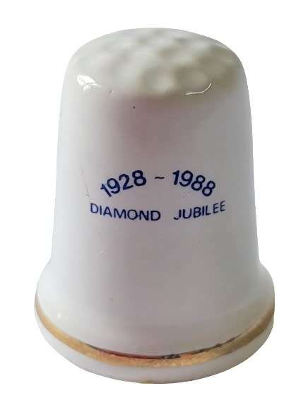Collectible Vintage 1928-1988 Diamond Jubilee Porcelain Thimble - For Home and Country